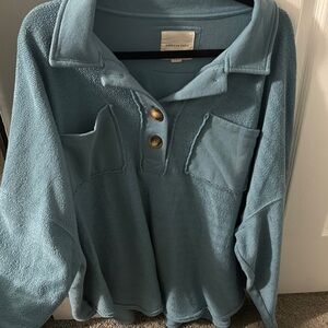 American Eagle Outfitters Green Oversized Button Down Shirt